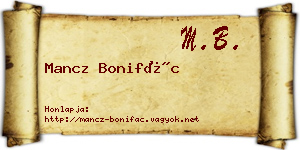 Mancz Bonifác névjegykártya